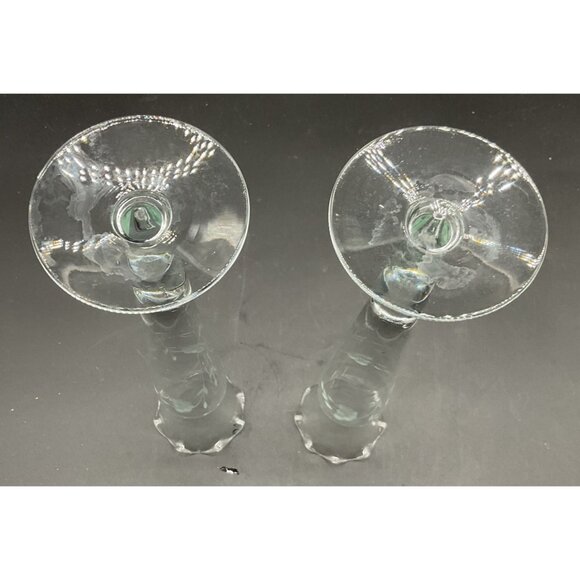 Vintage Princess House Etched Heritage Floral Pair of Bud Vases 10"H No Flaws - Picture 5 of 5